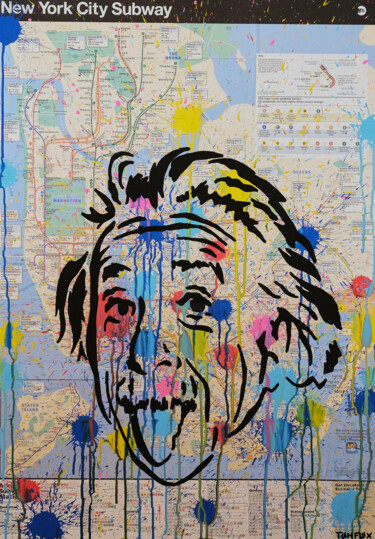 Pintura intitulada "Einstein" por Tømføx, Obras de arte originais, Acrílico