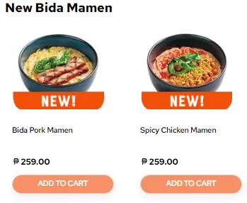 KUYA J NEW BIDA MAMEN MENU PRICES