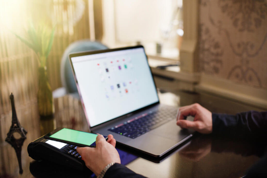 A man using a laptop