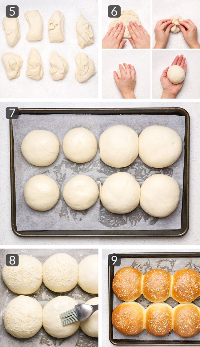 step photos for making homemade hamburger buns