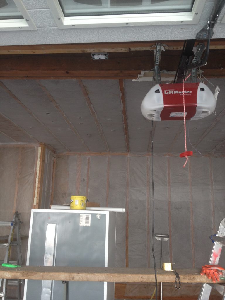 garage bare stud insulation with cellulose