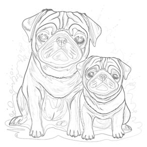 Coloring Pages Of Pugs | Coloring Pages Mimi Panda