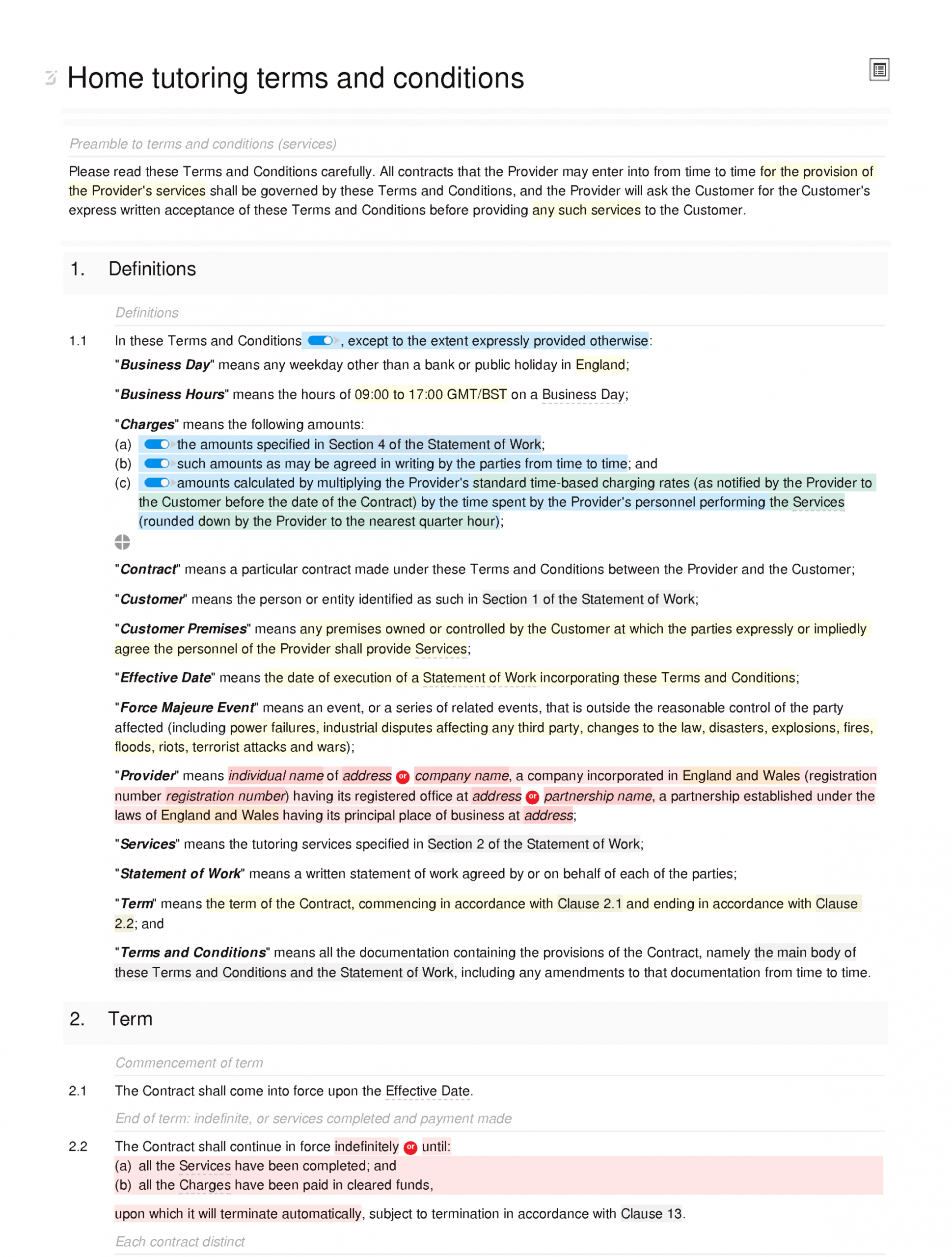 free home tutoring terms and conditions  docular tutoring agreement template excel