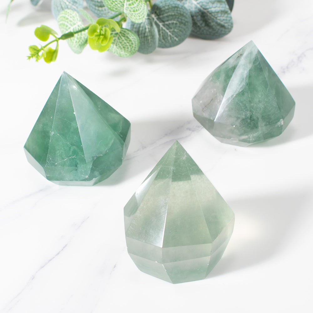 Green Fluorite Crystal Cut Diamond – MindfulSouls