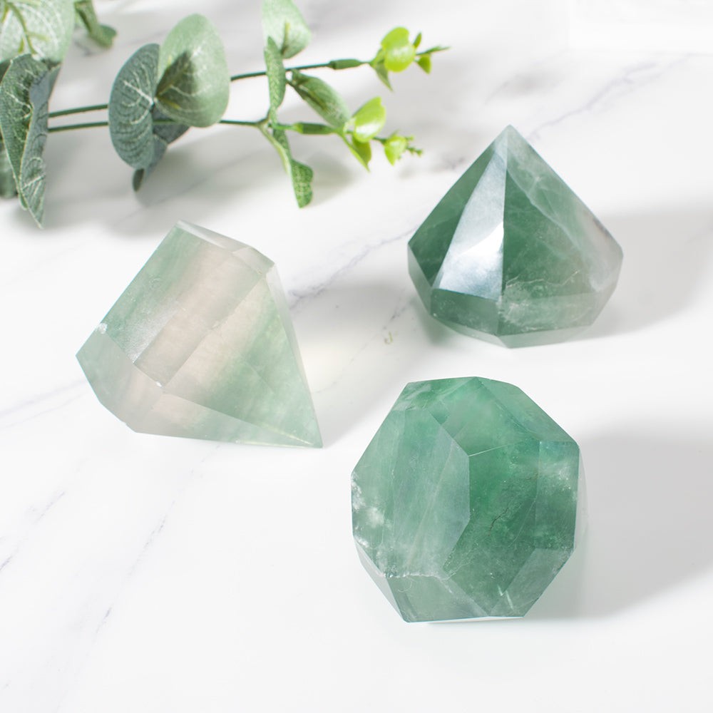 Green Fluorite Crystal Cut Diamond – MindfulSouls