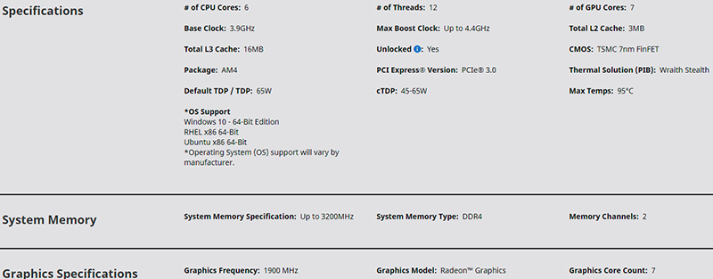 thông số kỹ thuật amd ryzen 5 5600g