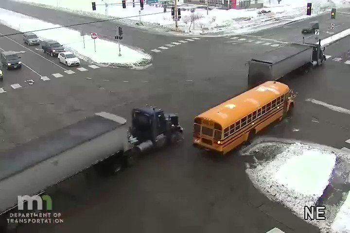 Two-vehicle crash on camera at University Ave. NE. & Osborne Rd. NE. around 9 a.m. - One person involved had a minor hand injury