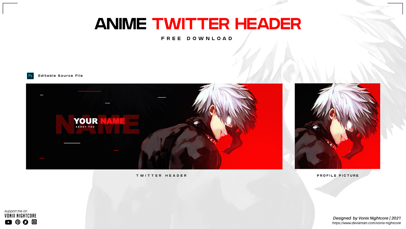 Free Anime banner with the theme of Tokyo Ghoul The link is on my youtube  channel  Behance