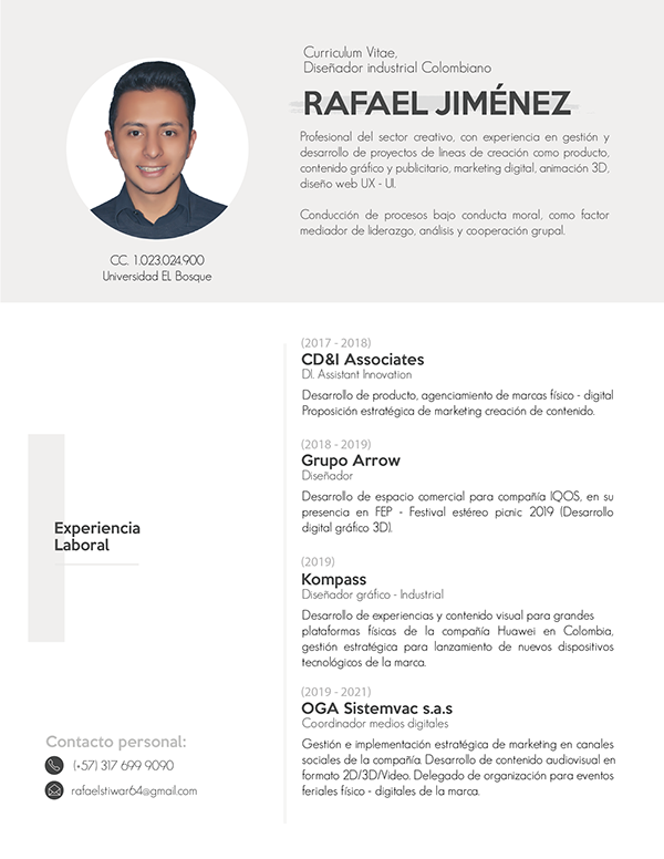 Curriculum Vitae Rafael Jiménez :: Behance