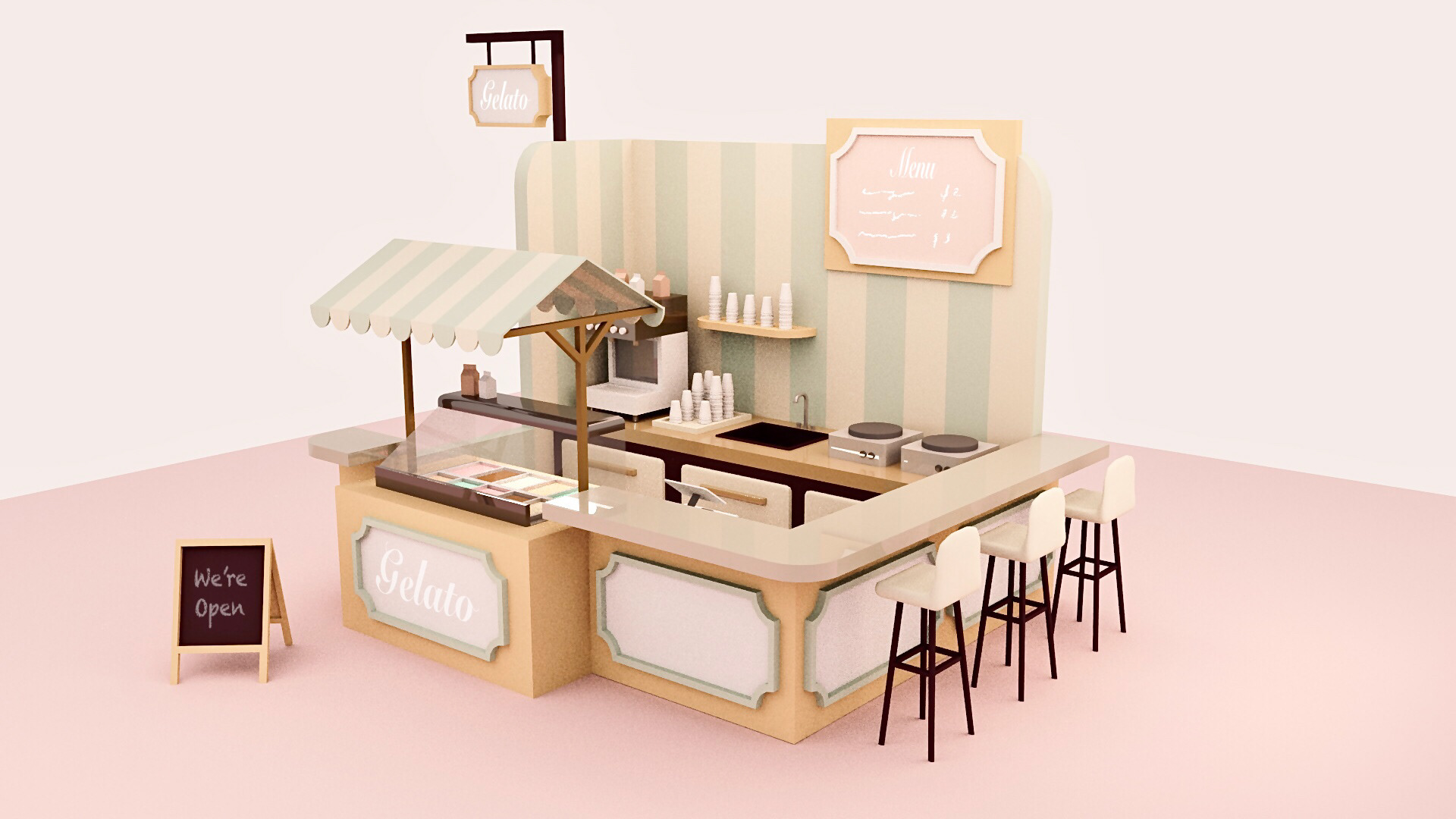 3D Art | Ice Cream Kiosk :: Behance