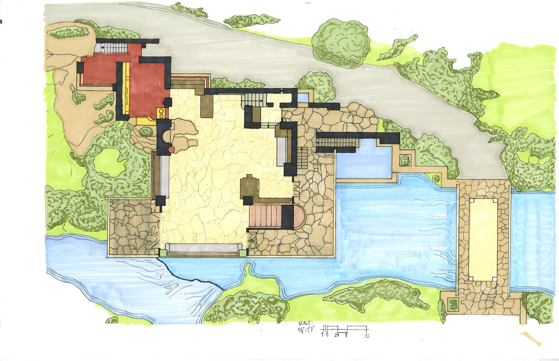 Fallingwater Floor Plan With Dimensions