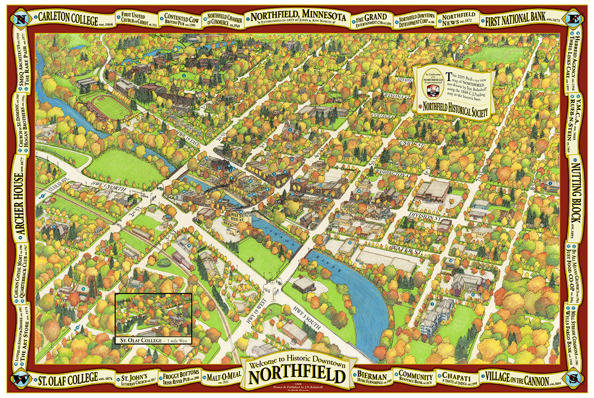 Birds Eye Map of Northfield Minnesota :: Behance