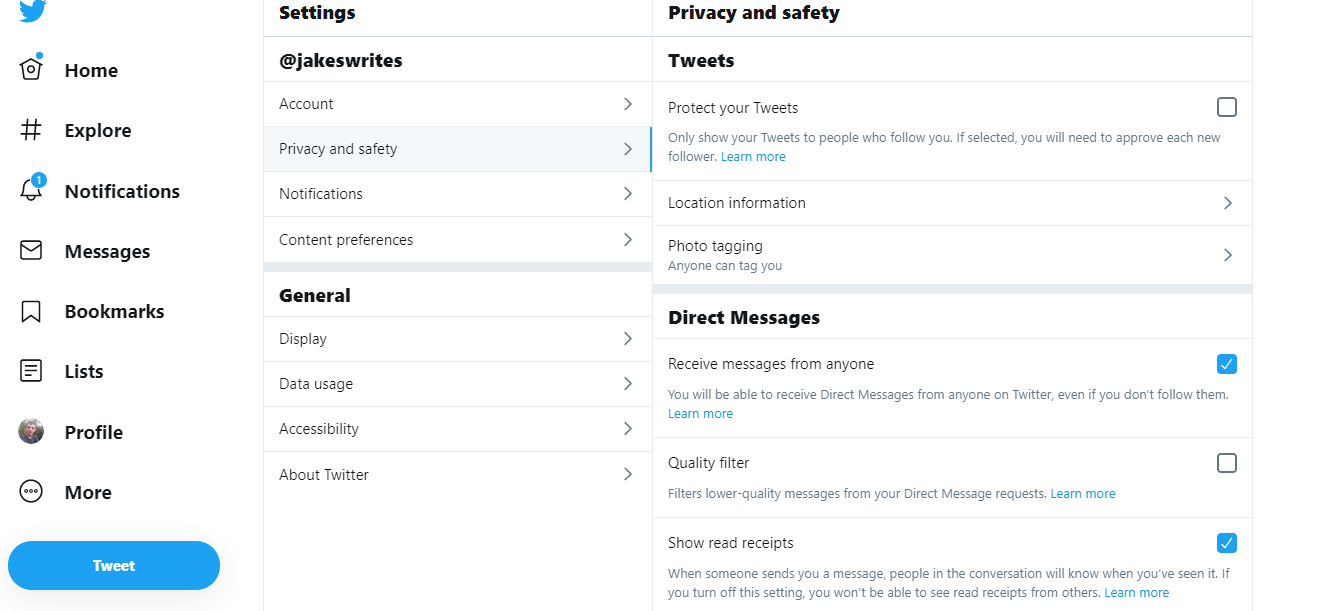 How to private twitter account