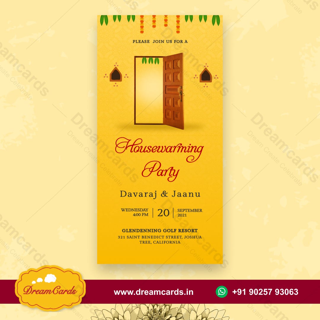 GRAHAPRAVESHAM CARDS. A griha pravesh puja ceremony, also… | by Dreamcards  | Medium