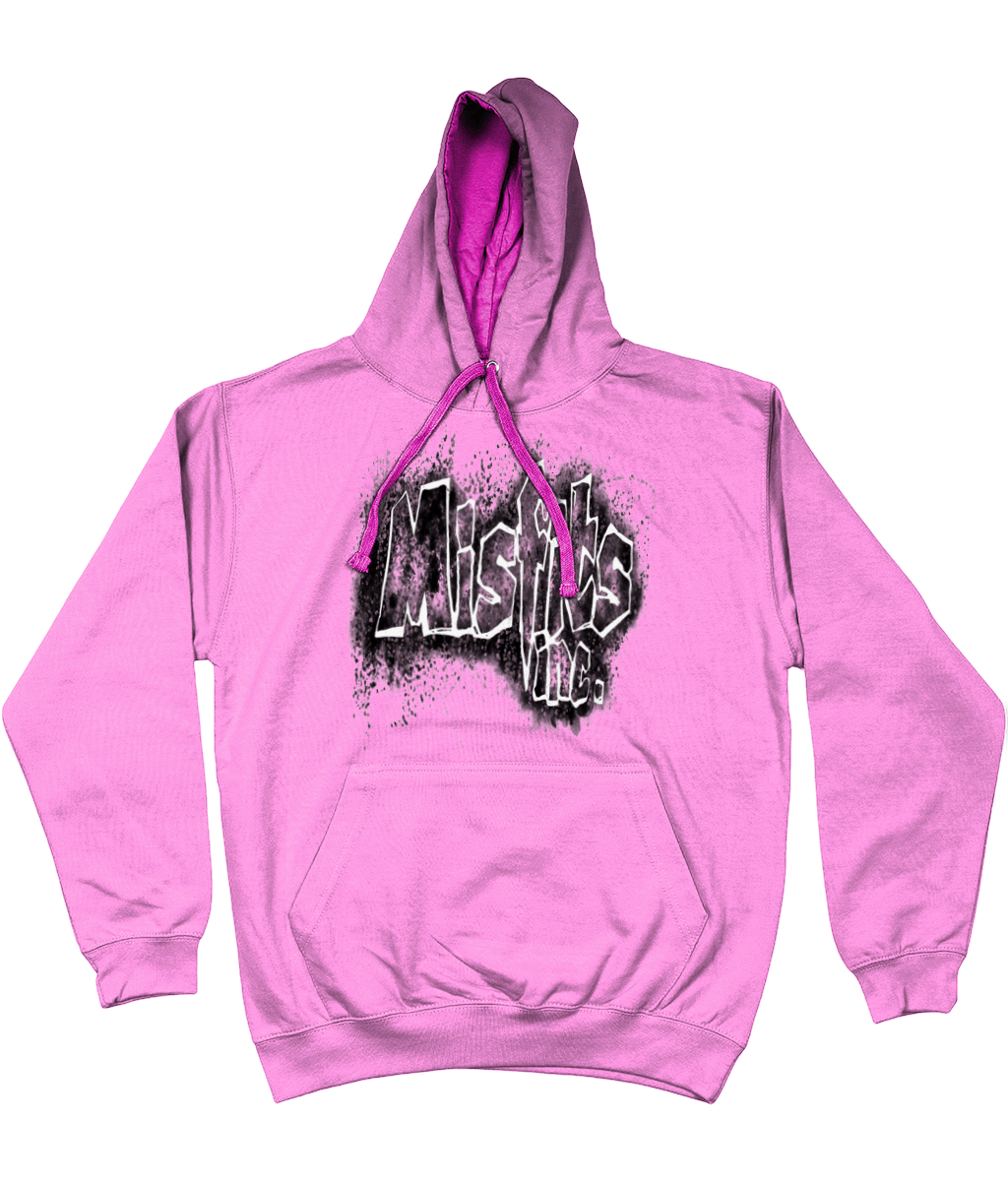 Misfits Inc Splatter Hoodie - Streatched Stencil Design - Black White Pink