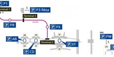 Карта на Roissy аеродром паркинг