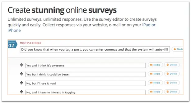 Polldaddy online survey tool