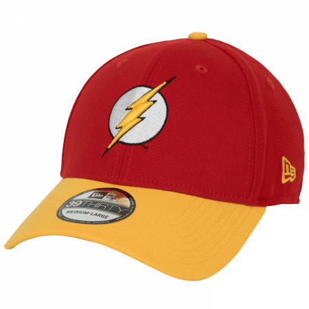 The Flash Symbol Scarlet and Gold New Era 39Thirty Fitted Hat