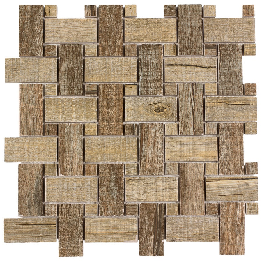 Shop Elida Ceramica Wooden Porcelain Basketweave Mosaic Wood Look