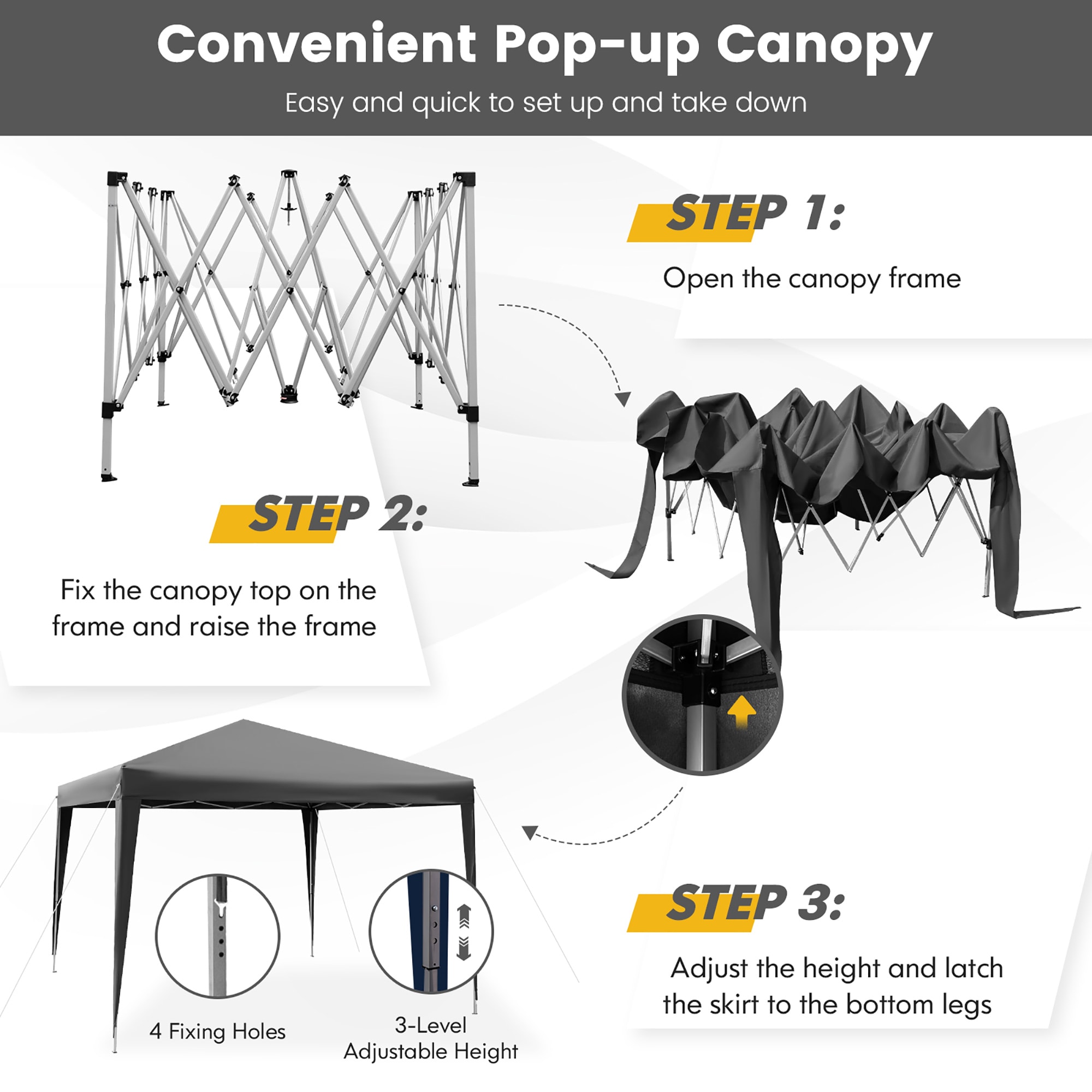 Costway 10-ft x 10-ft Rectangle Grey Pop-up Canopy NP10894GR at Lowes.com