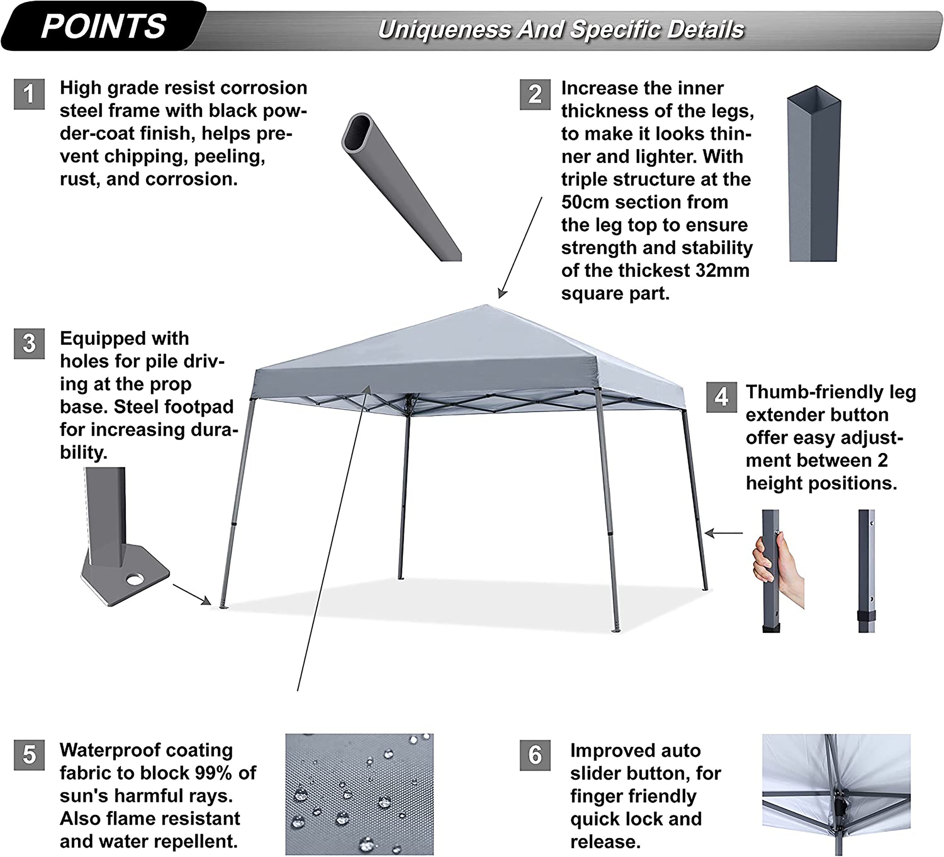 ABCCANOPY 10-ft x 10-ft Rectangle Gray Pop-up Canopy at Lowes.com