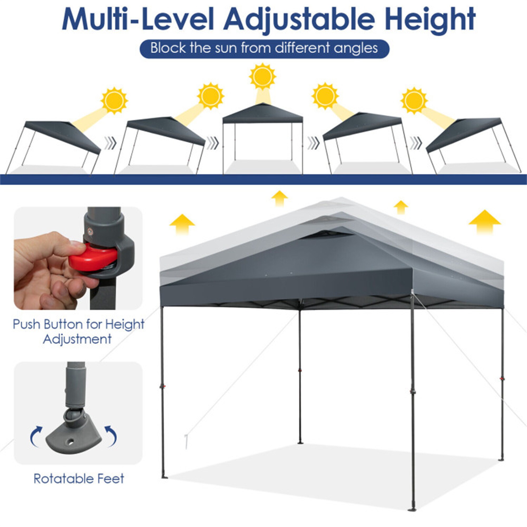 BABOOM 10-ft x 10-ft Square Gray Pop-up Canopy in the Canopies ...