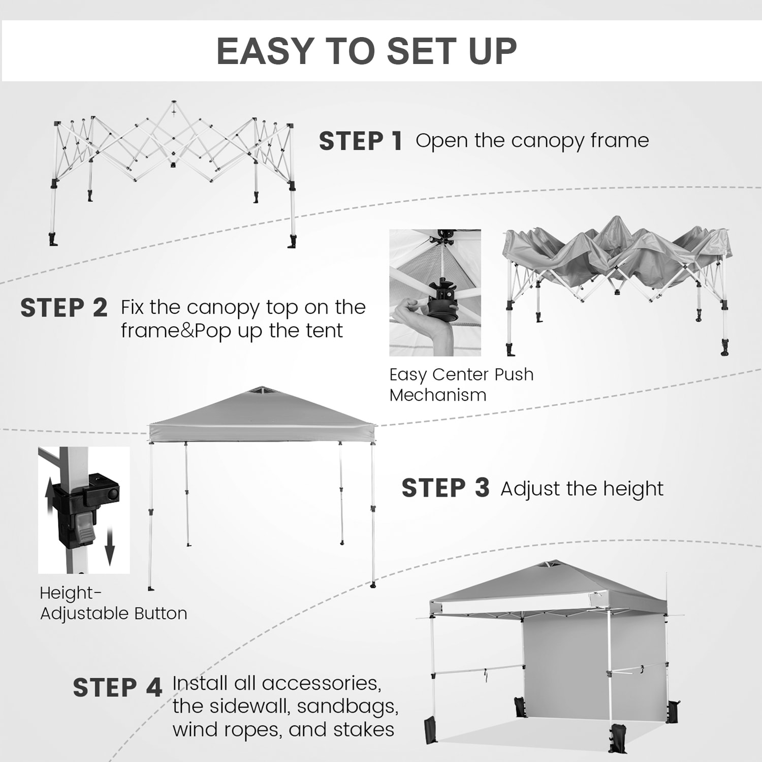 WELLFOR 10-ft x 10-ft Rectangle White Pop-up Canopy TDJ10846WH at Lowes.com