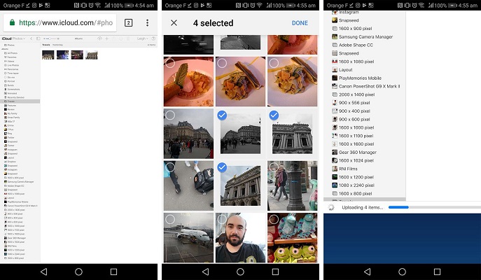 upload photos to iCloud from android