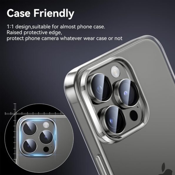 iPhone 15 Pro Camera Lens Protector Metal Rings (Grey)