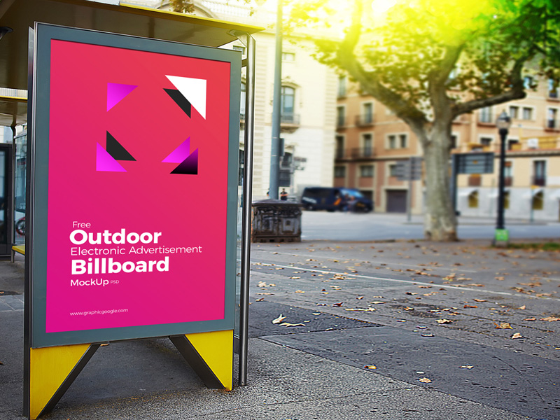 Bus Stop Billboard Mockup Free