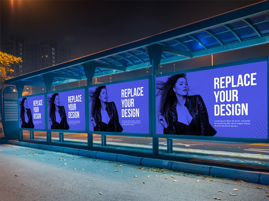 PSD Bus Stop Ad Mockup Branding Mockups