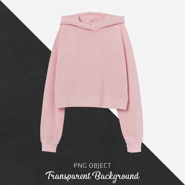 Front view of pink crop hoodie mockup Premium Psd (1)