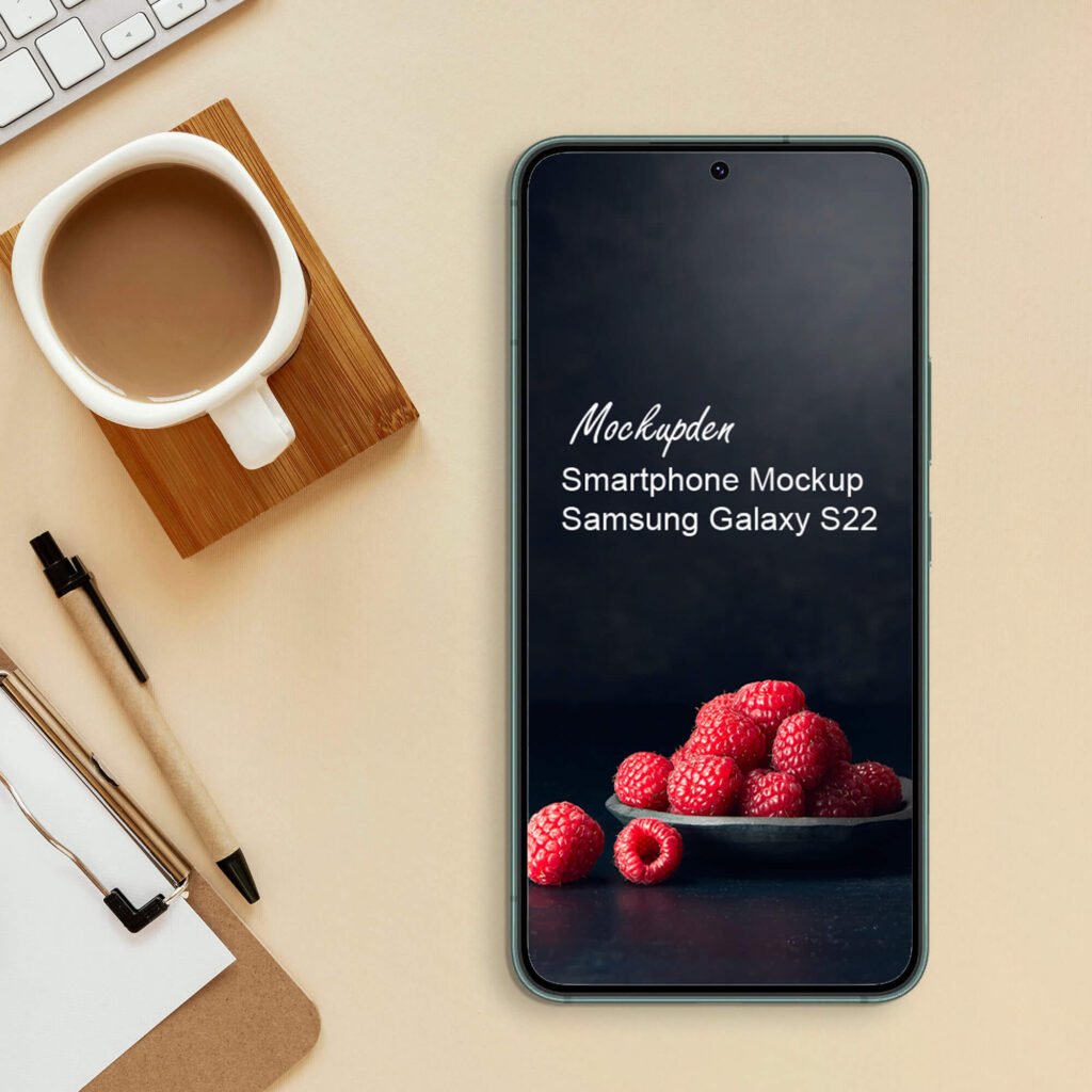 Free Samsung Galaxy S22 Smartphone Mockup PSD Template