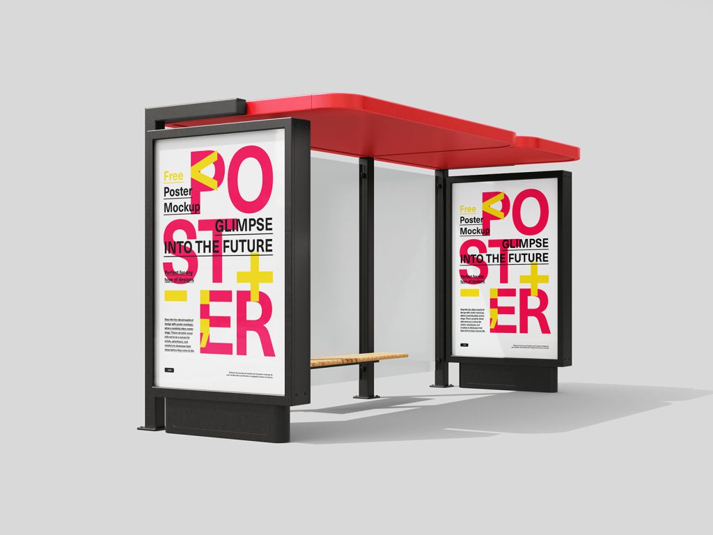 Bus stop with citylight mockup - Mockups Design