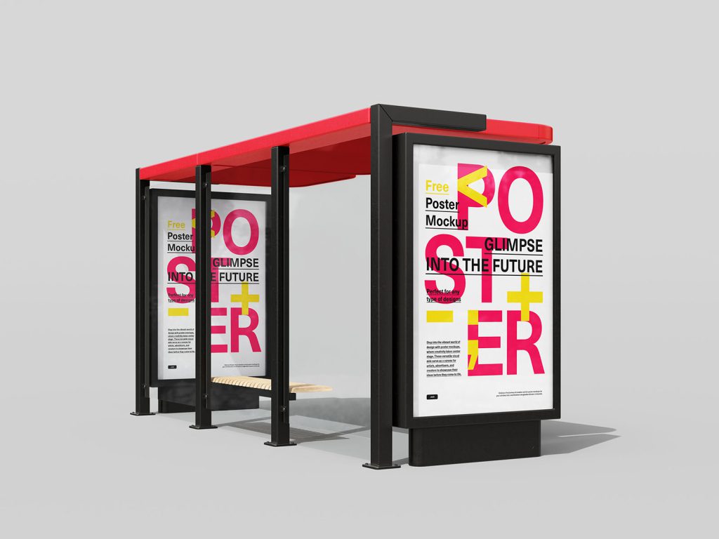 Bus stop with citylight mockup - Mockups Design