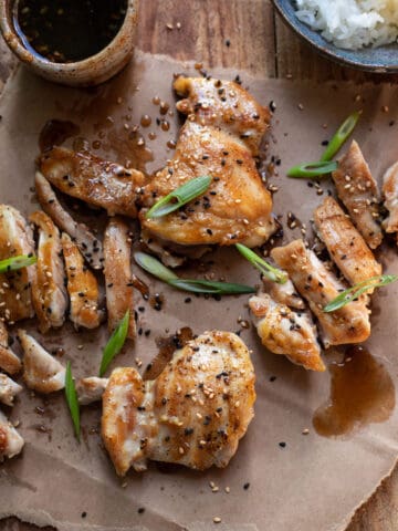 sweet and sticky honey garlic sesame chicken thighs