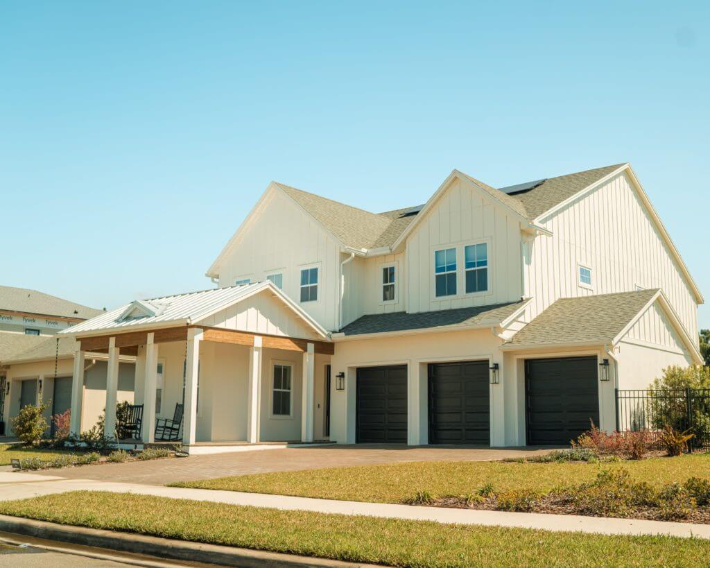 House with standing seam steel siding