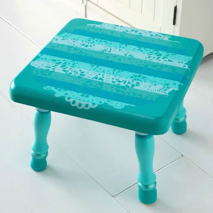 DIY painted wooden stool