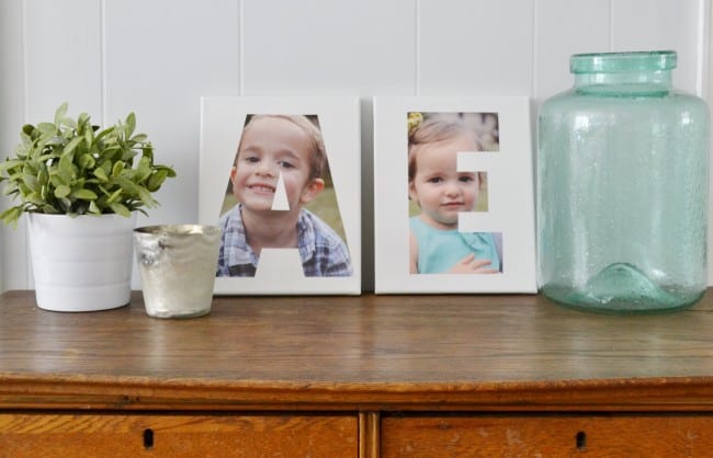 Make Mod Podged photo initial art - such a cute home decor or gift idea!