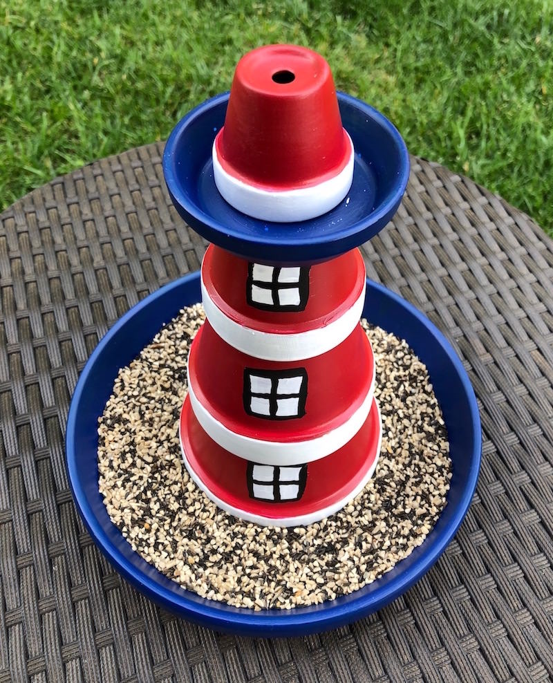 DIY clay pot lighthouse