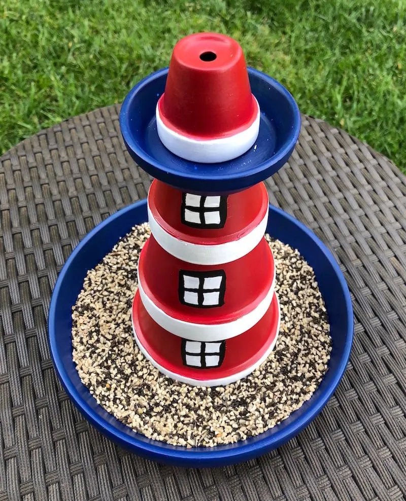 DIY clay pot lighthouse