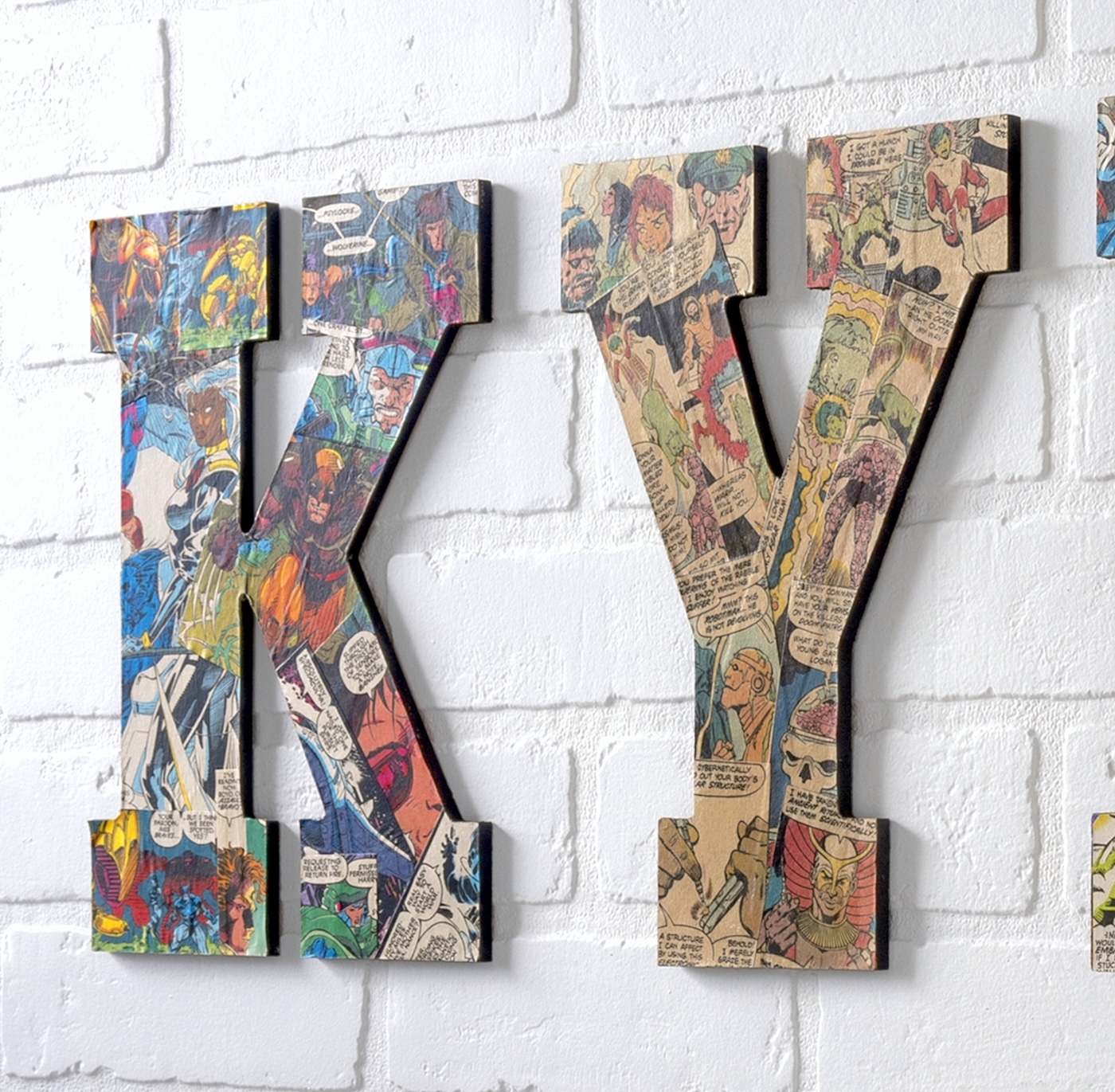 Mod Podge letters with comic books