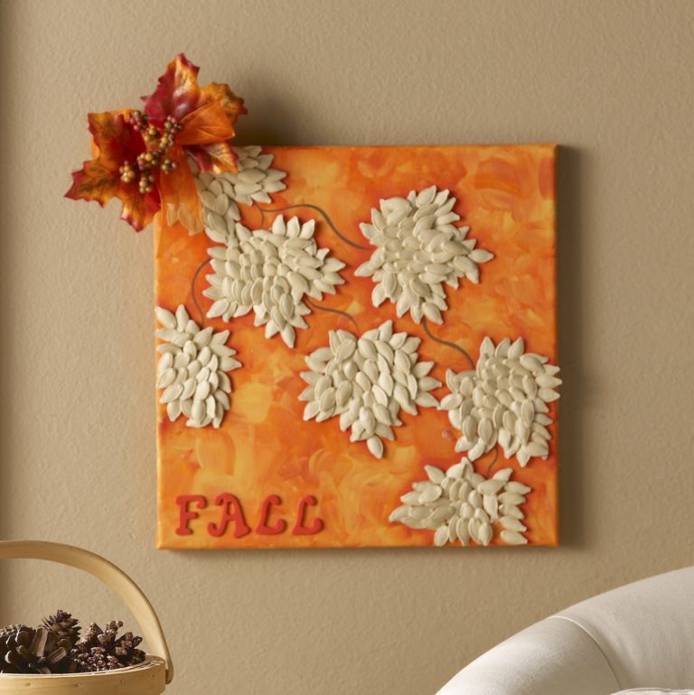 DIY pumpkin seed art canvas