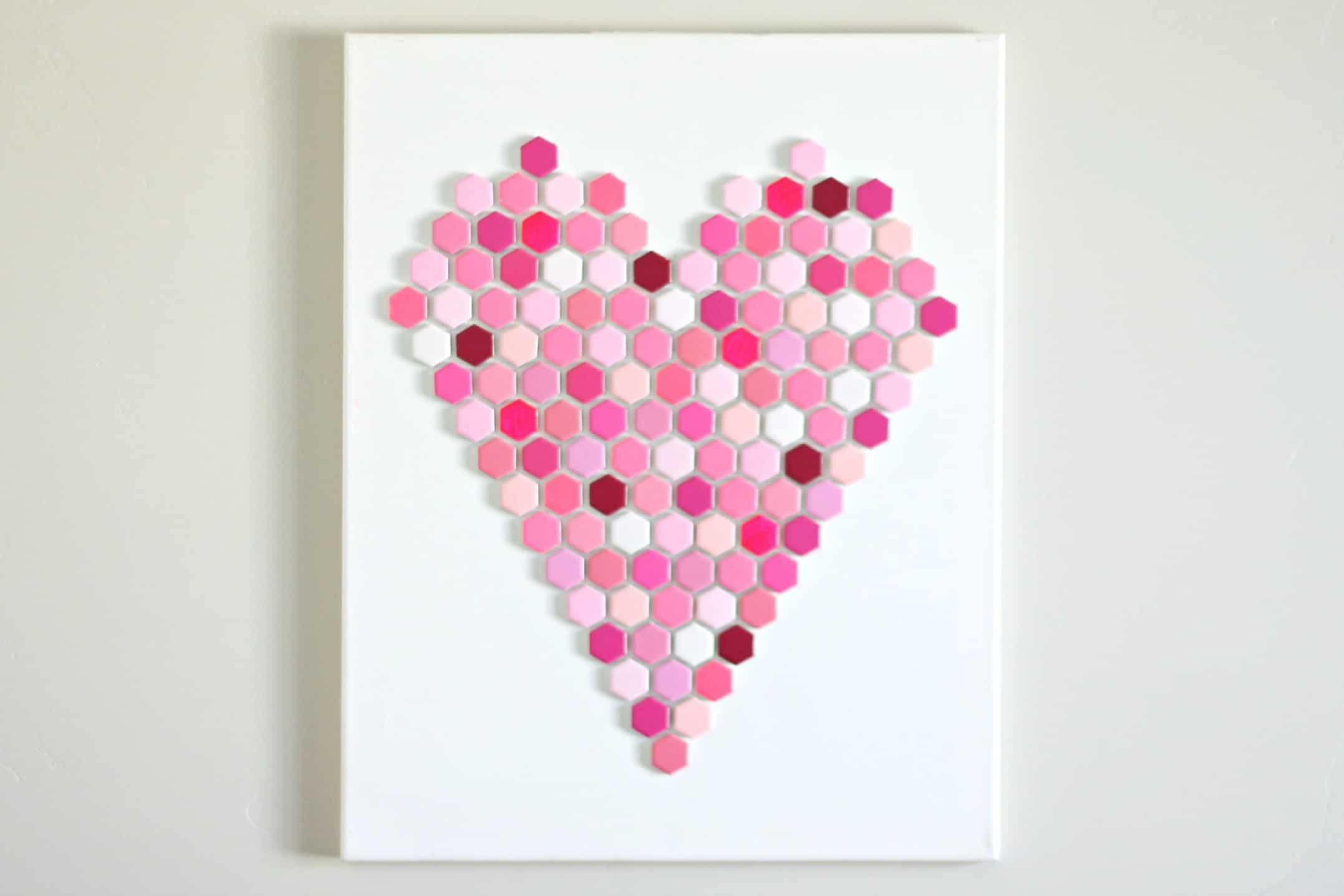 hexagon tile heart wall art