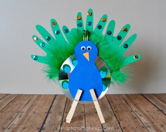 Recycled CD Peacock Craft