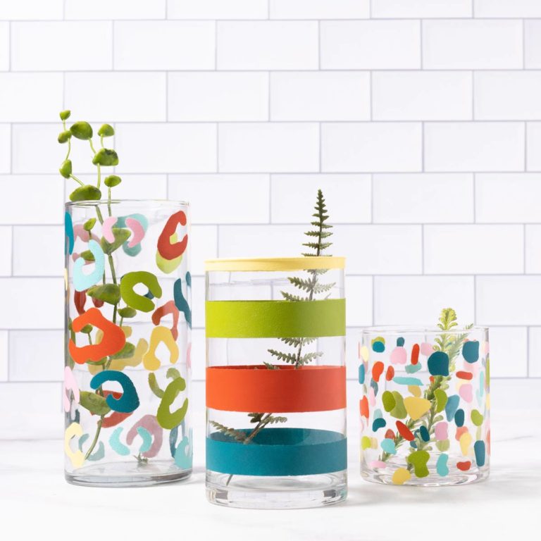 Glassware painetd with enamel paint