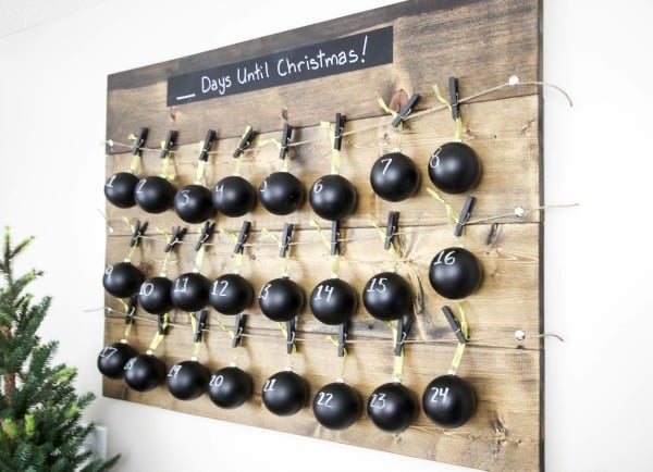 Rustic Chalkboard Ornament Advent Calendar