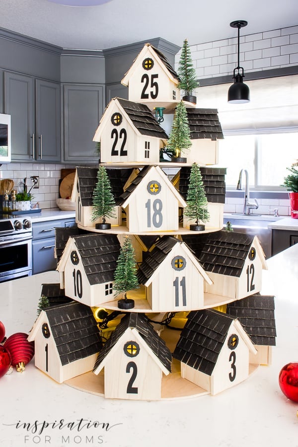 Tiered Wooden Houses Advent Calendar