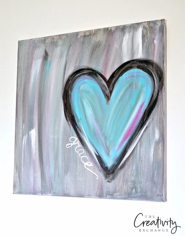 DIY Abstract Heart Painting