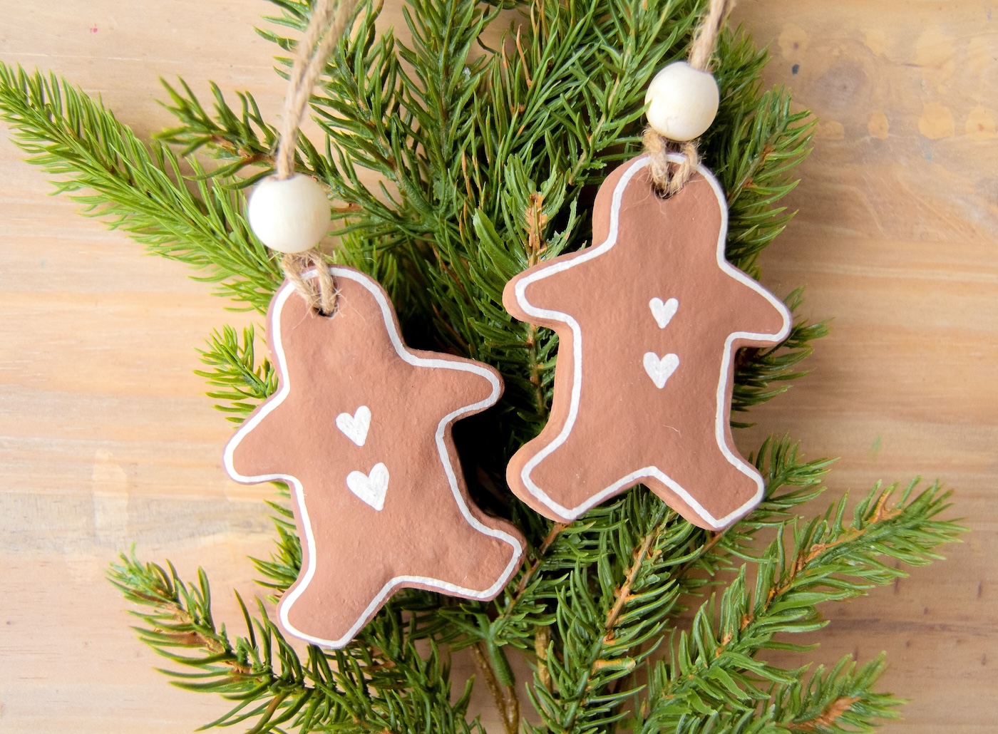 salt dough christmas ornaments in the shape of gingerbread men